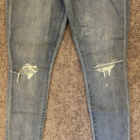 Express Womens Skinny Jeans Size 6 R Blue Denim High Rise Distressed Stretch GUC - Picture 5 of 15